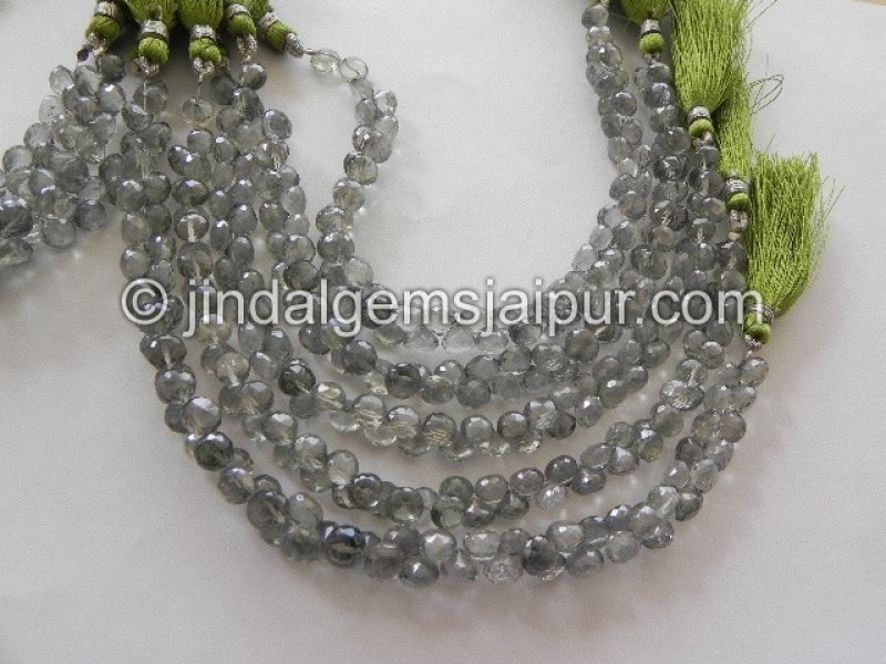 Green Apetite Quartz Faceted Onion Shape Beads